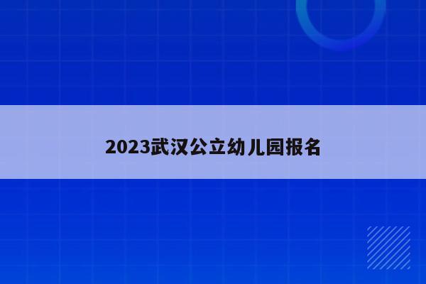 2023武汉公立幼儿园报名