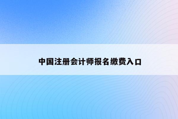 中国注册会计师报名缴费入口