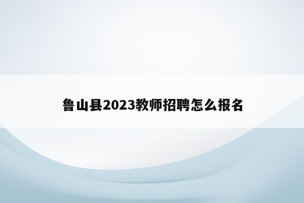 鲁山县2023教师招聘怎么报名