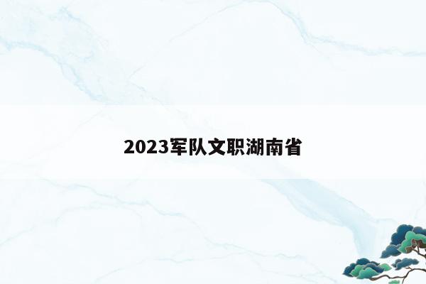 2023军队文职湖南省