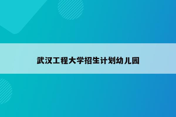 武汉工程大学招生计划幼儿园