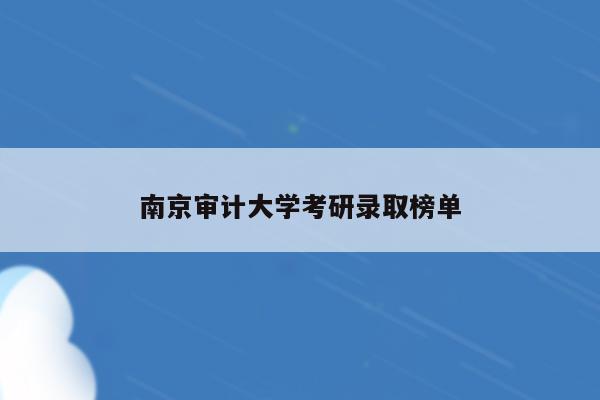 南京审计大学考研录取榜单