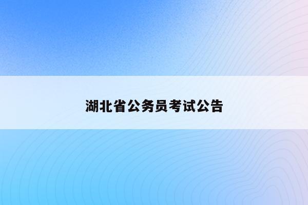 湖北省公务员考试公告