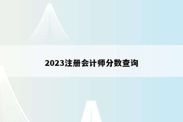2023注册会计师分数查询