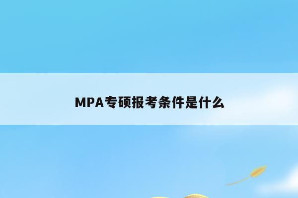 MPA专硕报考条件是什么