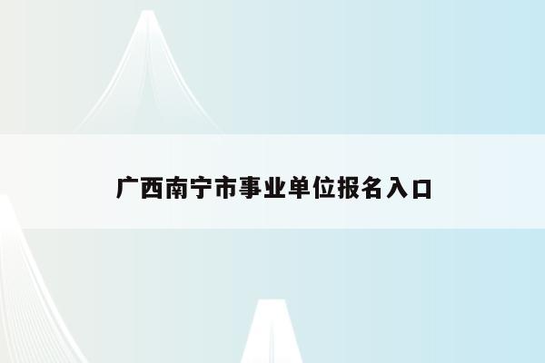广西南宁市事业单位报名入口