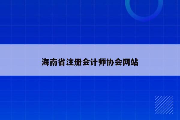 海南省注册会计师协会网站