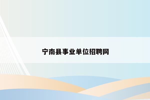 宁南县事业单位招聘网