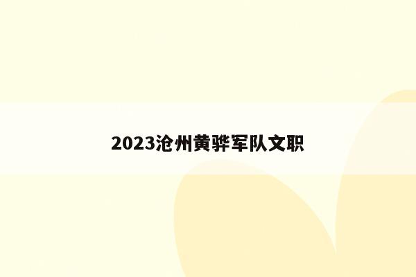 2023沧州黄骅军队文职