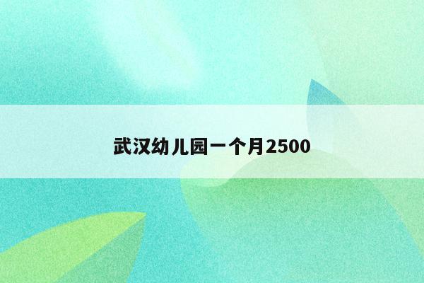 武汉幼儿园一个月2500
