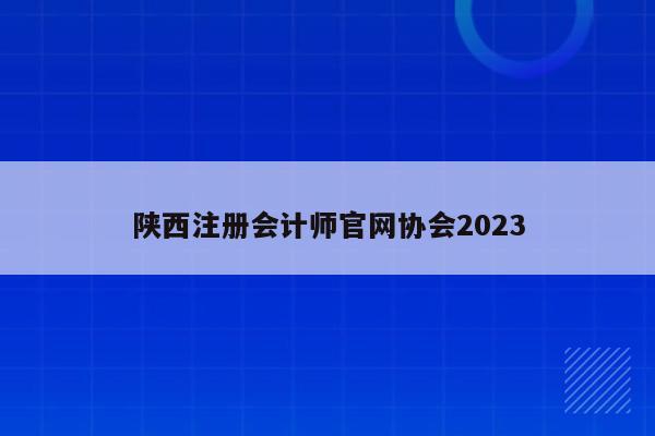 陕西注册会计师官网协会2023