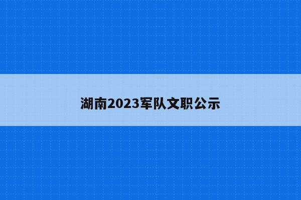 湖南2023军队文职公示