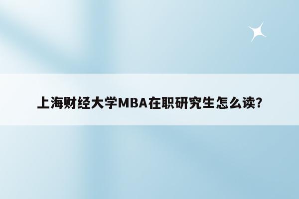 上海财经大学MBA在职研究生怎么读？