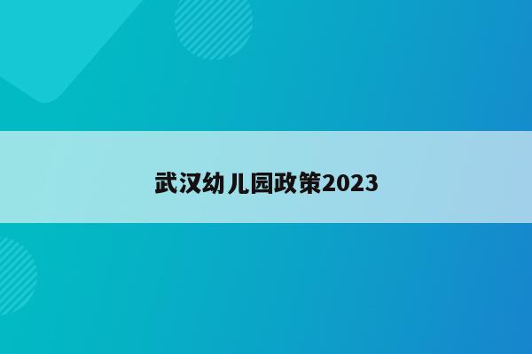 武汉幼儿园政策2023
