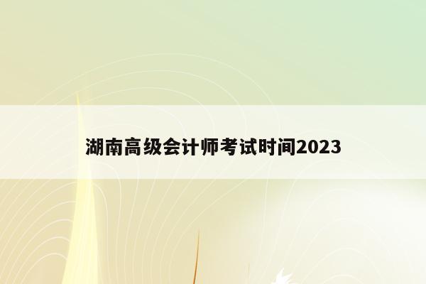 湖南高级会计师考试时间2023