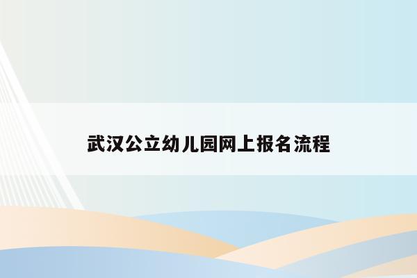 武汉公立幼儿园网上报名流程