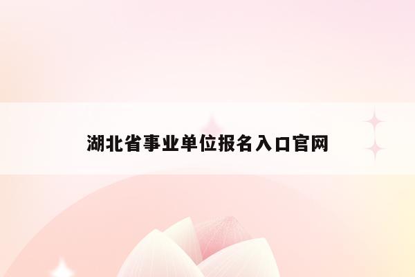 湖北省事业单位报名入口官网